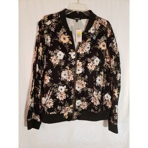 Women's Torrid Black Floral Bomber Jacket Size 1